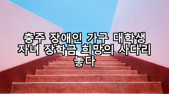 충주 장애인 가구 대학생 자녀 장학금 희망의 사다리 놓다